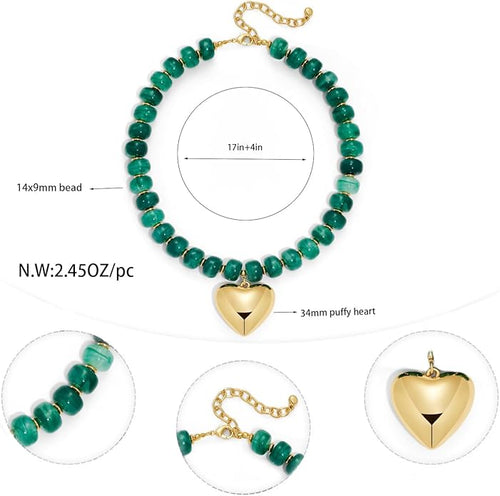 Chunky Beaded Necklaces for Women - Boho Statement Necklace Jewelry Accessories，Handmade Fashion Jewelry for Summer Vacation & Beach Party, Birthday Gifts for Women